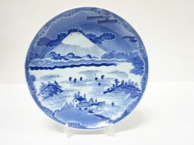 Ko-Imari, Fujiyama, 1.5 meter dish, Boku-hajiri (sumi sumi) mark